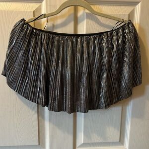 Lucy Paris Medium Metallic Silver Crop Top Pleated Strapless NWOT